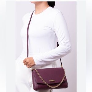 Kate Spade Plum Laurel Way Greer Gold Chain Bag Shoulder Purse Clutch